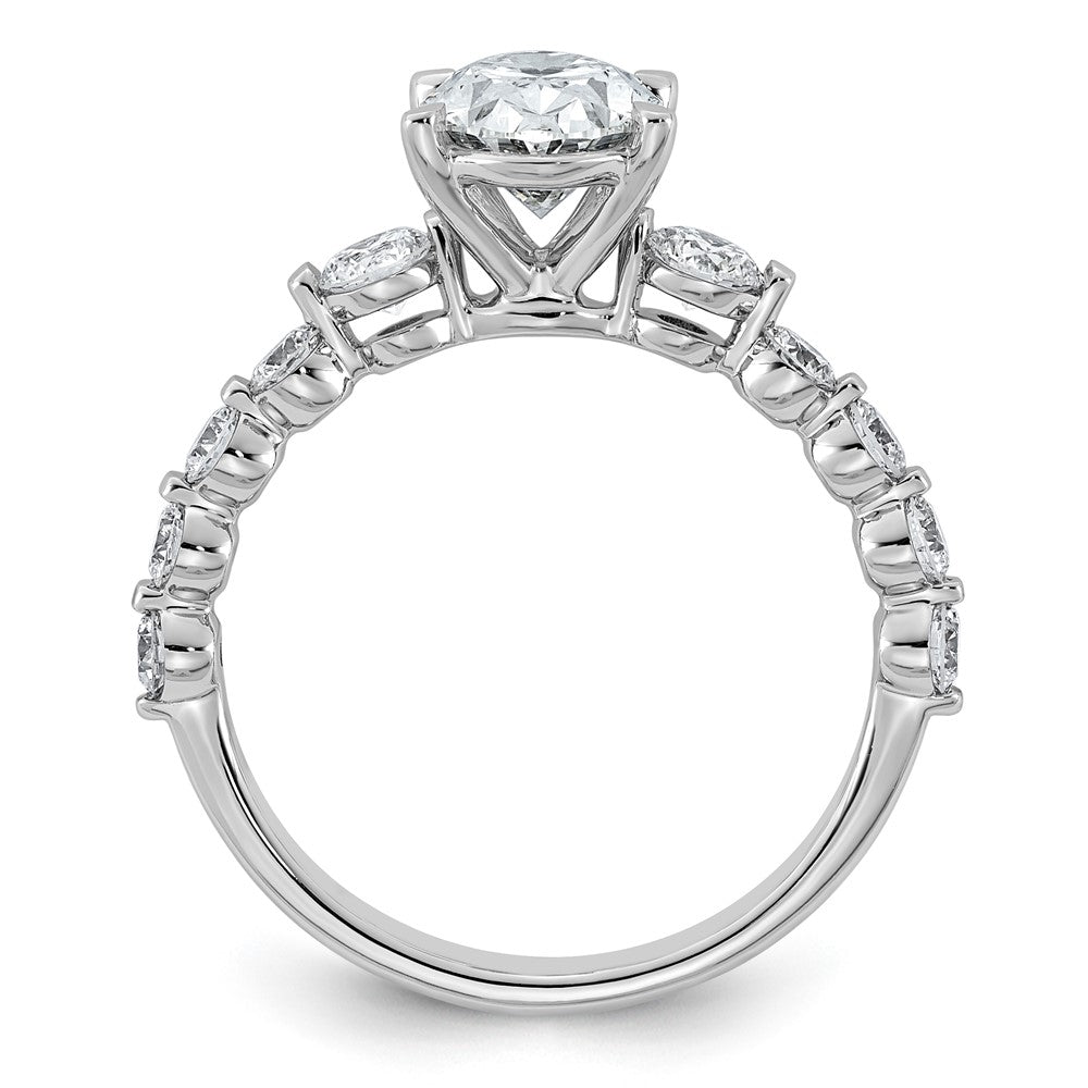 14kw 2 1/3ct Cert Oval Ctr Lab Grown Dia VS+ F+ w/ Round Sides Comp Ring