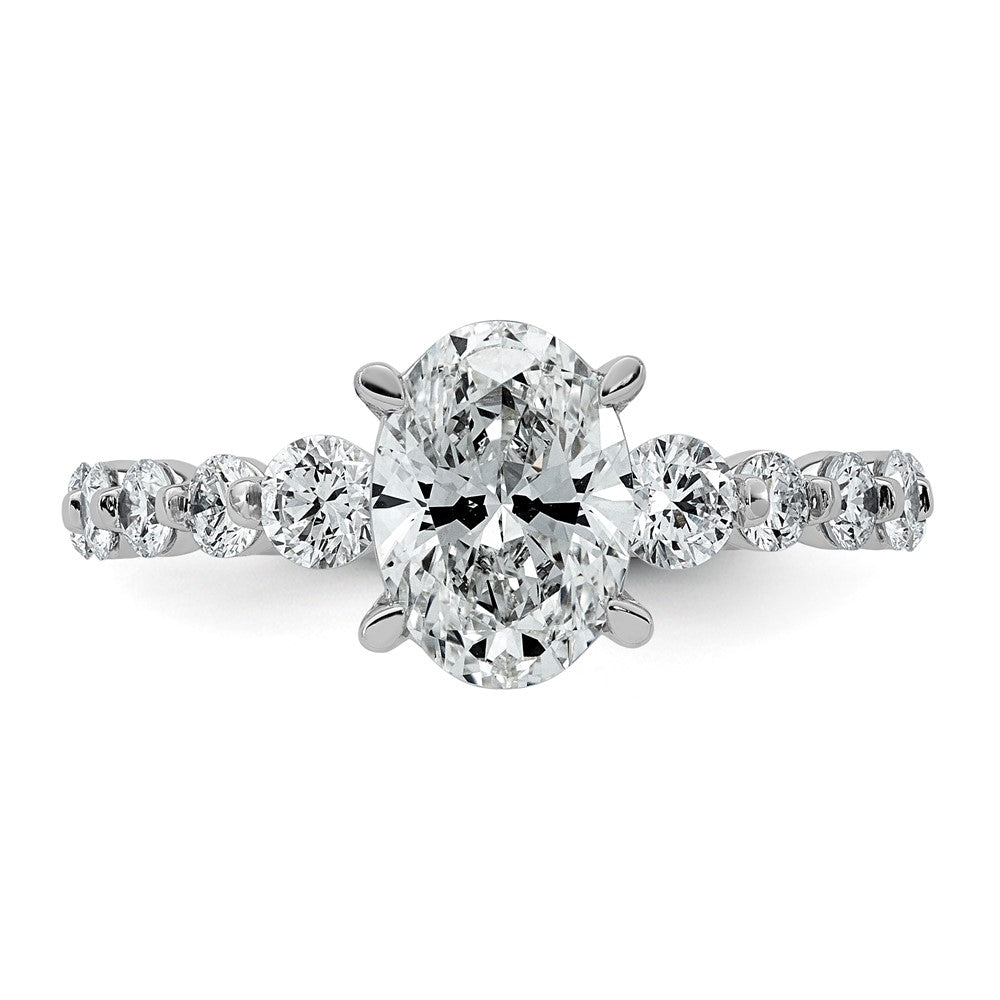 14kw 2 1/3ct Cert Oval Ctr Lab Grown Dia VS+ F+ w/ Round Sides Comp Ring