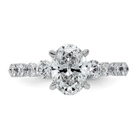 14kw 2 1/3ct Cert Oval Ctr Lab Grown Dia VS+ F+ w/ Round Sides Comp Ring