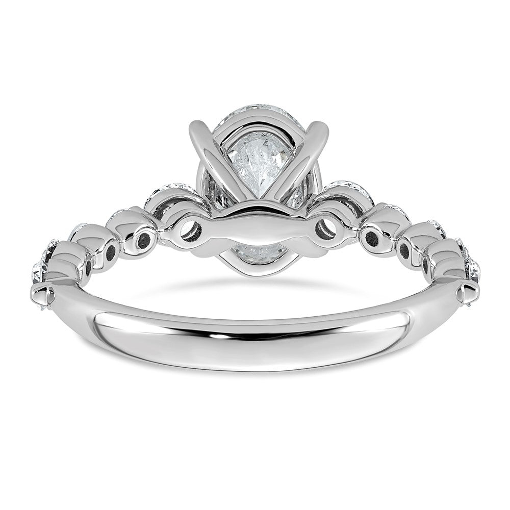 14kw 2 1/3ct Cert Oval Ctr Lab Grown Dia VS+ F+ w/ Round Sides Comp Ring