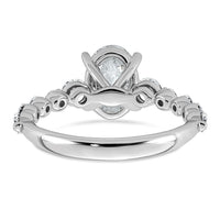 14kw 2 1/3ct Cert Oval Ctr Lab Grown Dia VS+ F+ w/ Round Sides Comp Ring
