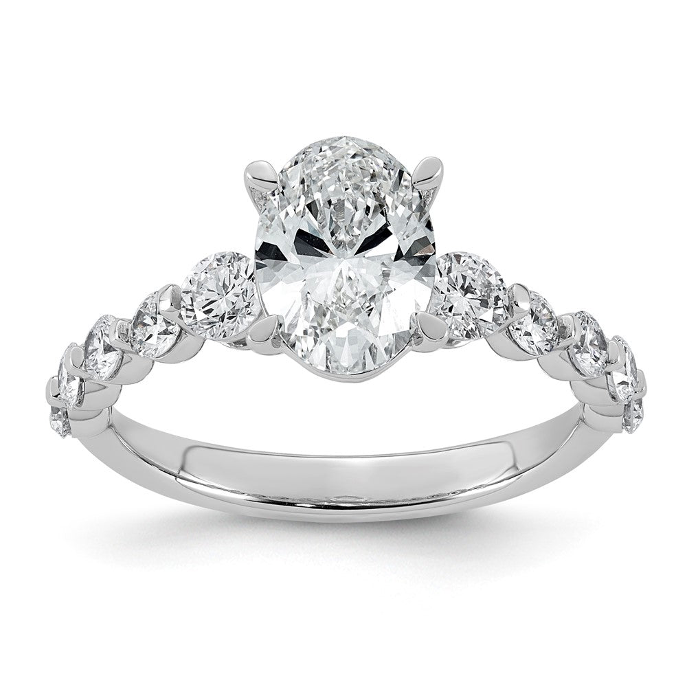 14kw 2 1/3ct Cert Oval Ctr Lab Grown Dia VS+ F+ w/ Round Sides Comp Ring
