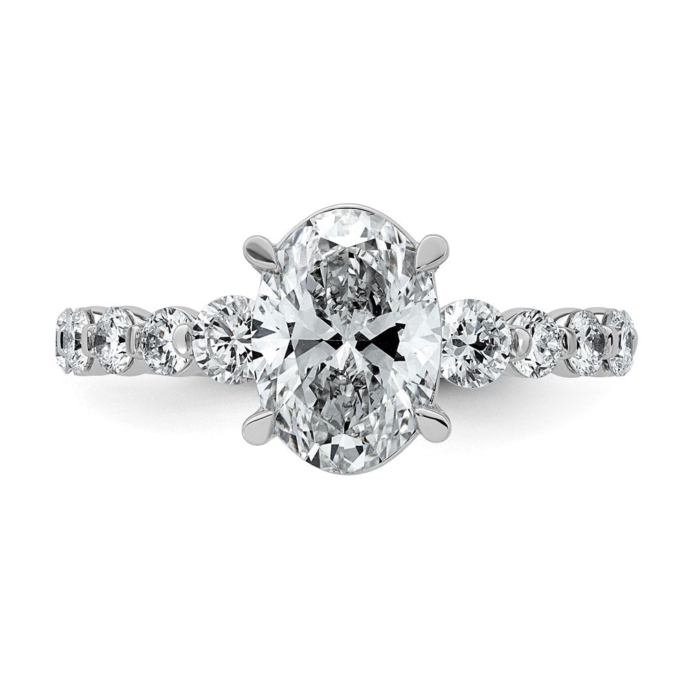 14kw 2 3/4ct Cert Oval Ctr Lab Grown Dia VS+ F+ w/ Round Sides Comp Ring