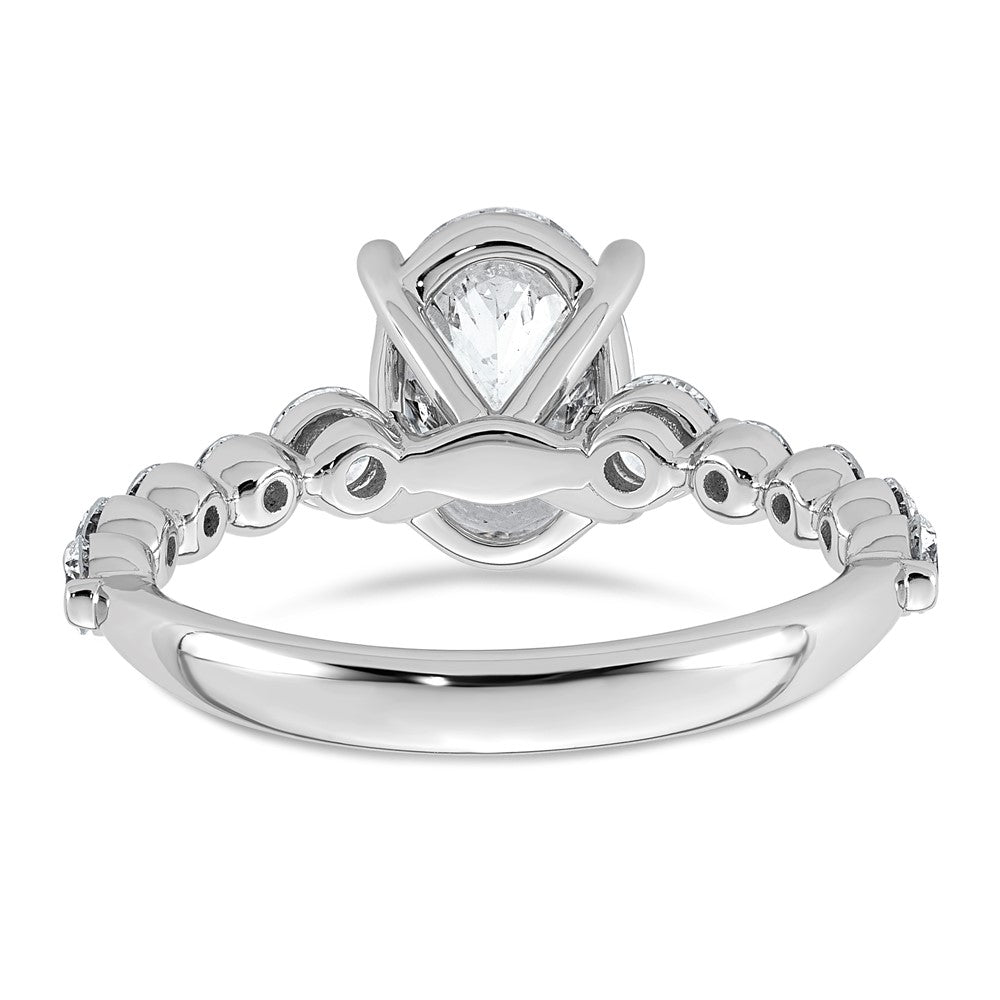 14kw 2 3/4ct Cert Oval Ctr Lab Grown Dia VS+ F+ w/ Round Sides Comp Ring