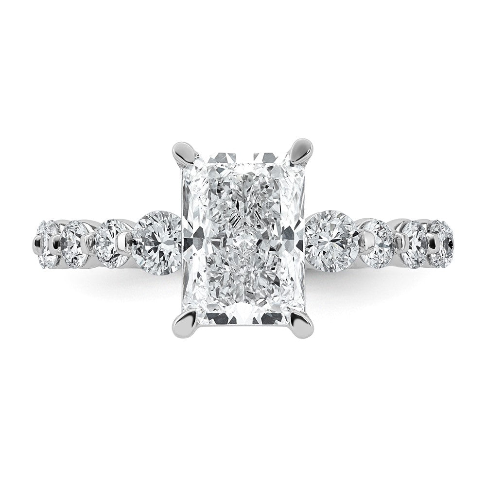 14kw 2 3/4ct Cert Radiant LabGrown Dia VS+ F+ w/ Round Sides Comp Ring