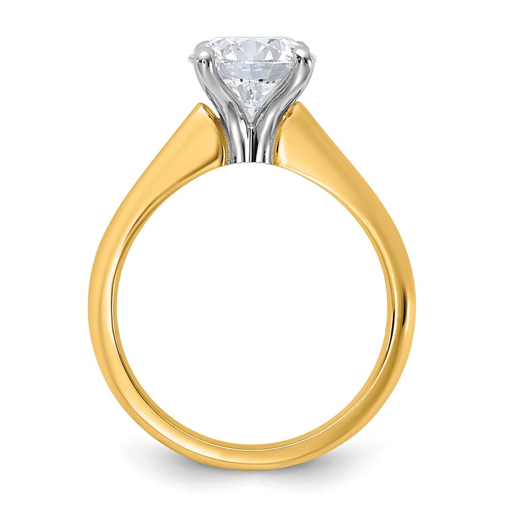 14k Two-Tone 2ct Cert Lab Grown VS+ F+ Round 8X Complete Diamond Ring