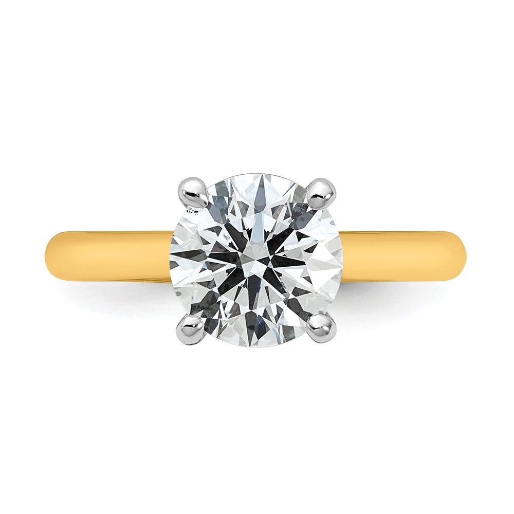 14k Two-Tone 2ct Cert Lab Grown VS+ F+ Round 8X Complete Diamond Ring