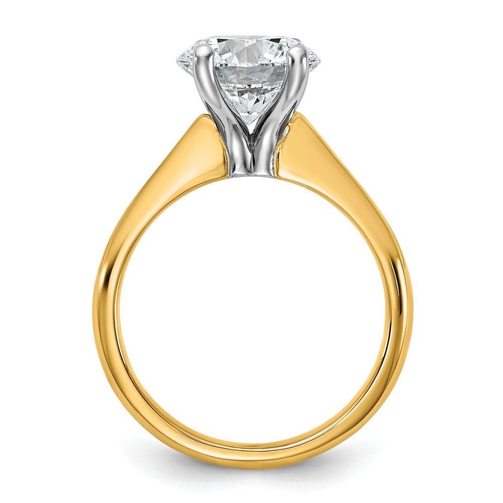 14k Two-Tone 3ct Cert Lab Grown VS+ F+ Round 8X Comp Diamond Ring