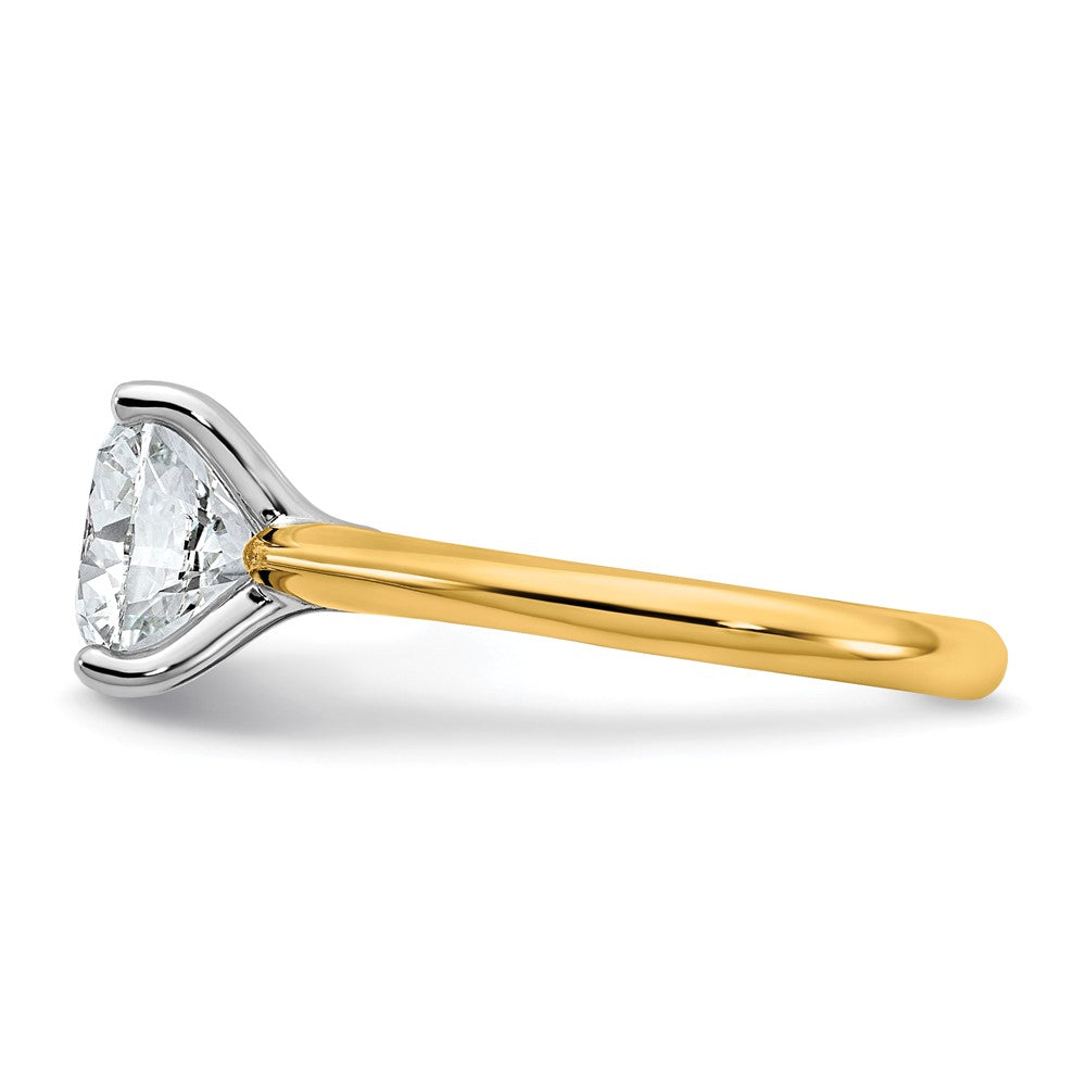 14k Two-Tone 3ct Cert Lab Grown VS+ F+ Round 8X Comp Diamond Ring