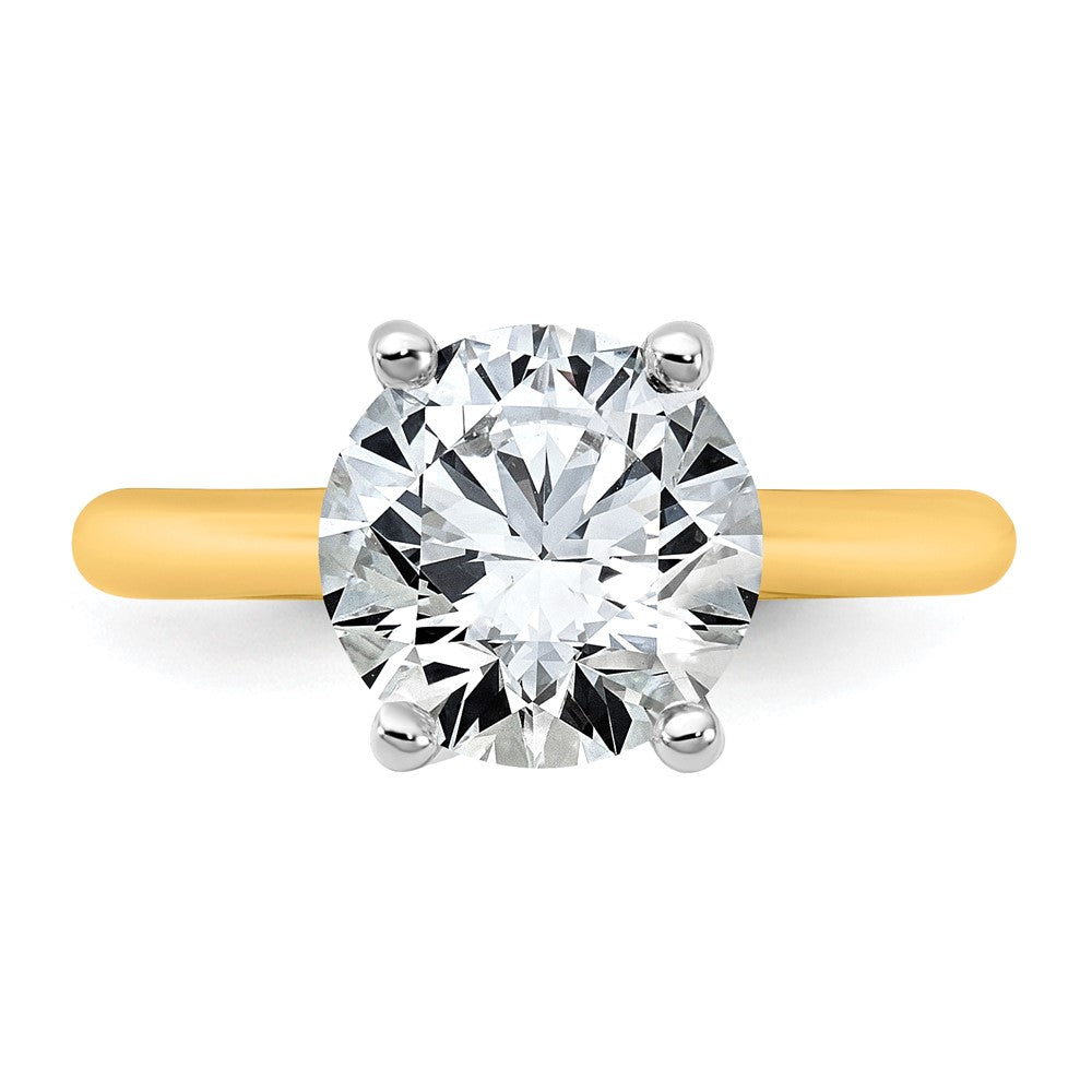 14k Two-Tone 3ct Cert Lab Grown VS+ F+ Round 8X Comp Diamond Ring