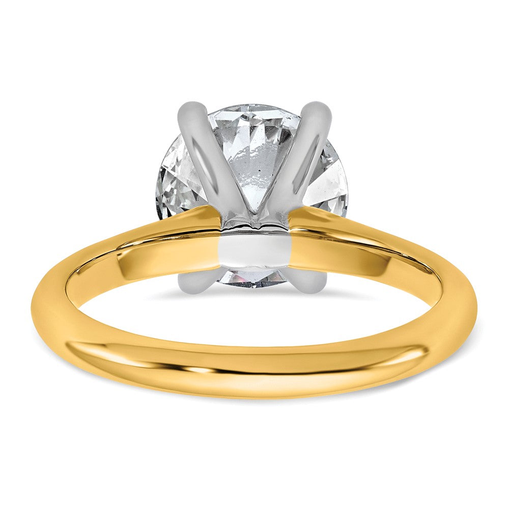 14k Two-Tone 3ct Cert Lab Grown VS+ F+ Round 8X Comp Diamond Ring