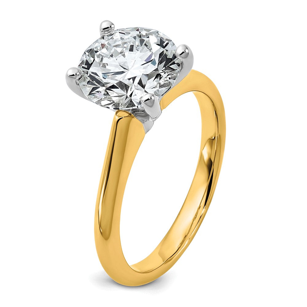14k Two-Tone 3ct Cert Lab Grown VS+ F+ Round 8X Comp Diamond Ring