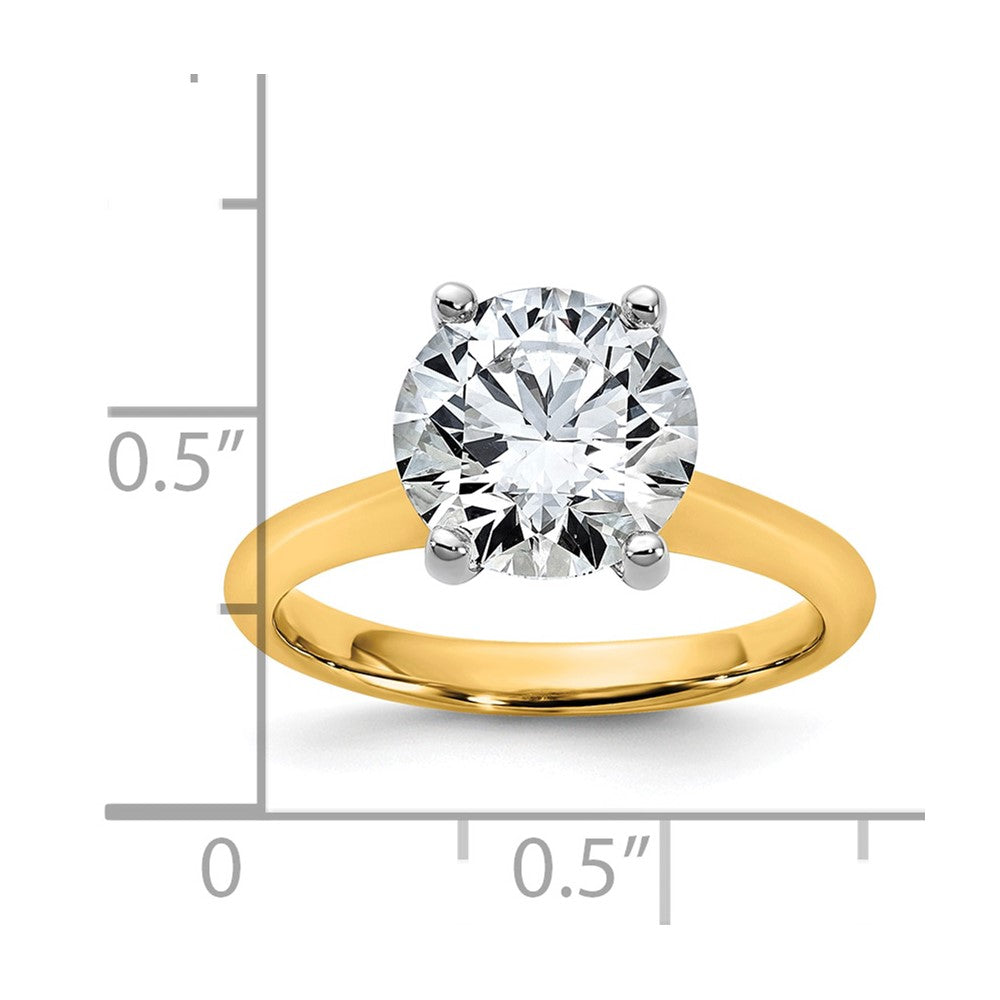 14k Two-Tone 3ct Cert Lab Grown VS+ F+ Round 8X Comp Diamond Ring