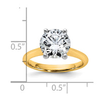 14k Two-Tone 3ct Cert Lab Grown VS+ F+ Round 8X Comp Diamond Ring
