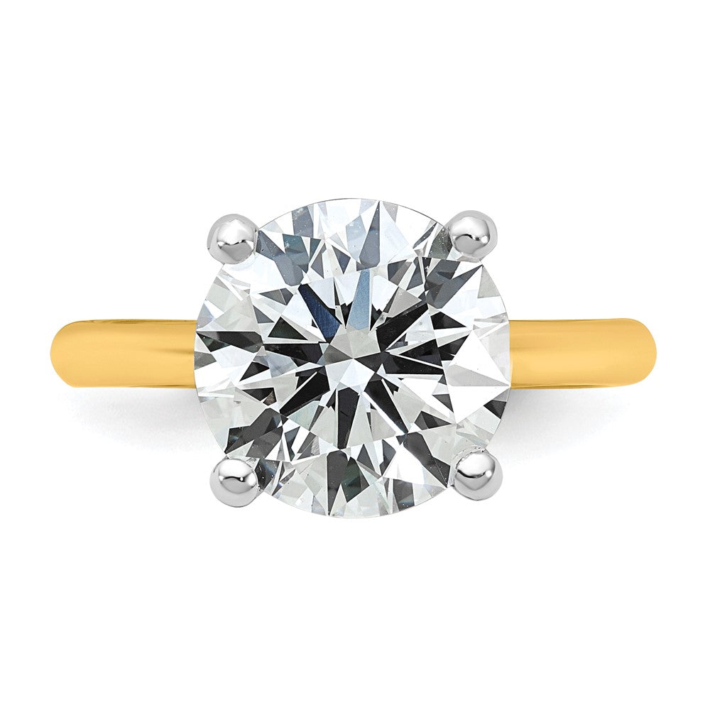 14k Two-Tone 4ct Cert Lab Grown VS+ F+ Round 8X Comp Diamond Ring