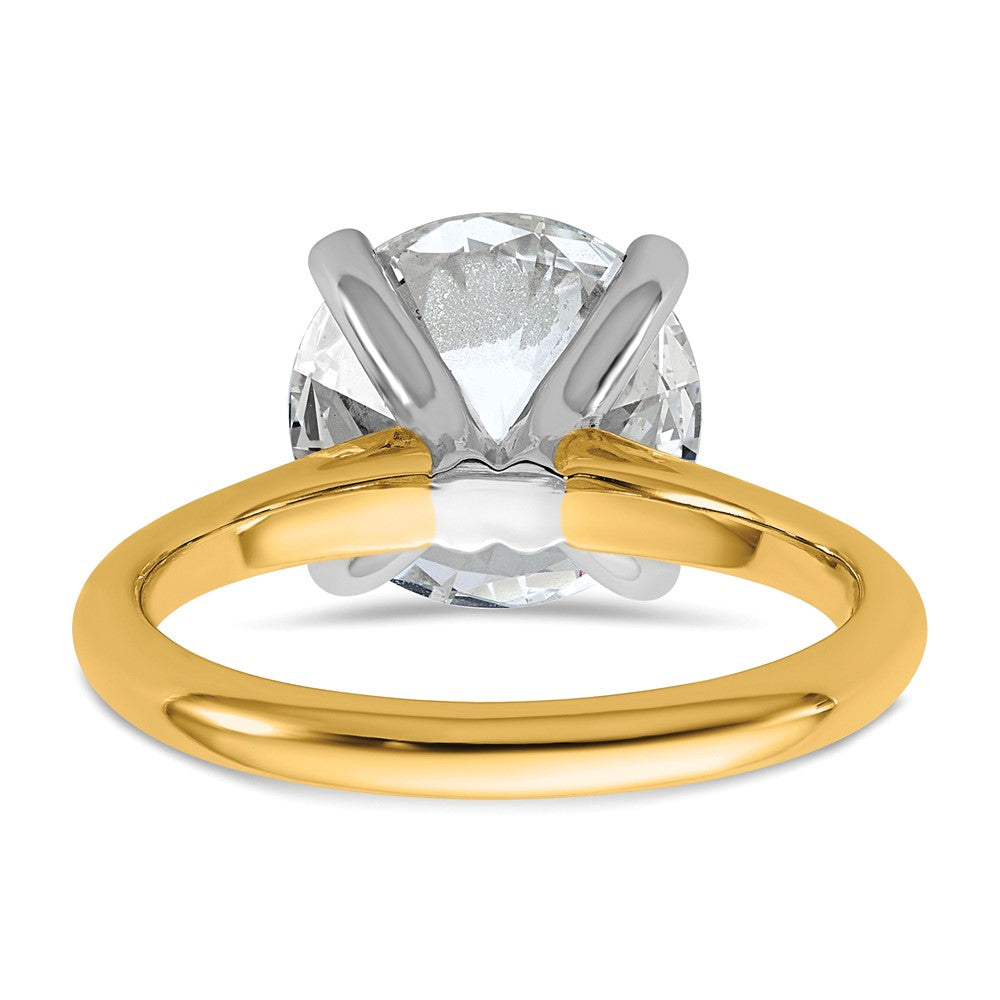 14k Two-Tone 4ct Cert Lab Grown VS+ F+ Round 8X Comp Diamond Ring