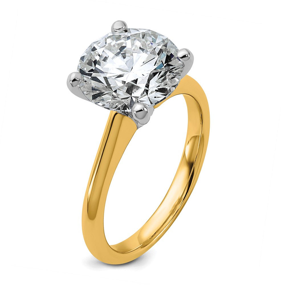 14k Two-Tone 4ct Cert Lab Grown VS+ F+ Round 8X Comp Diamond Ring