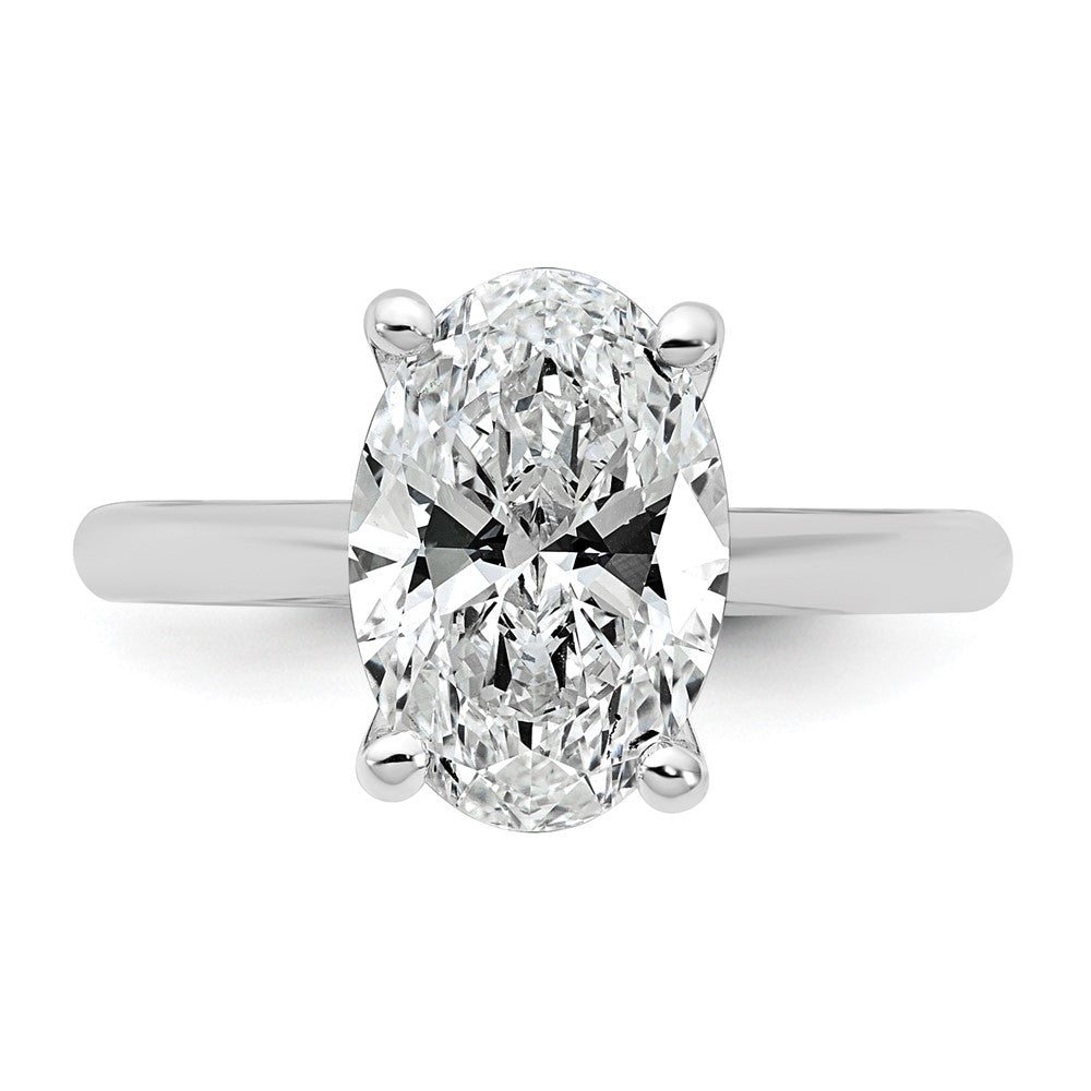 14kw 3ct Cert Lab Grown VS+ F+ Oval 8X Comp Diamond Ring