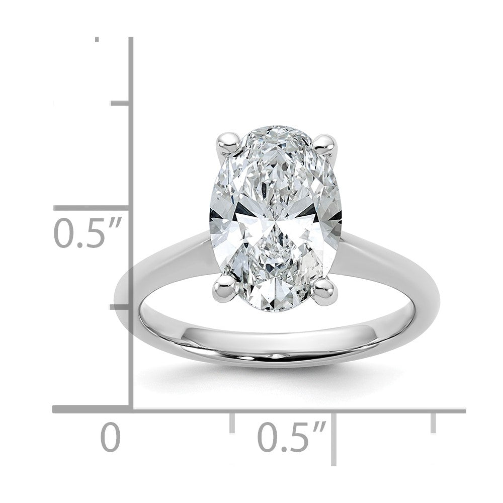 14kw 3ct Cert Lab Grown VS+ F+ Oval 8X Comp Diamond Ring