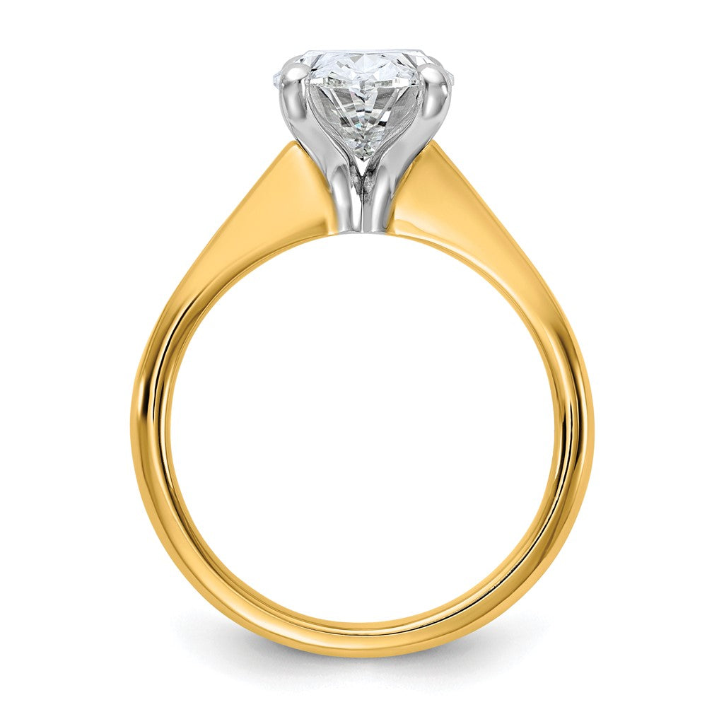 14k Two-Tone 3ct Cert Lab Grown VS+ F+ Oval 8X Comp Diamond Ring