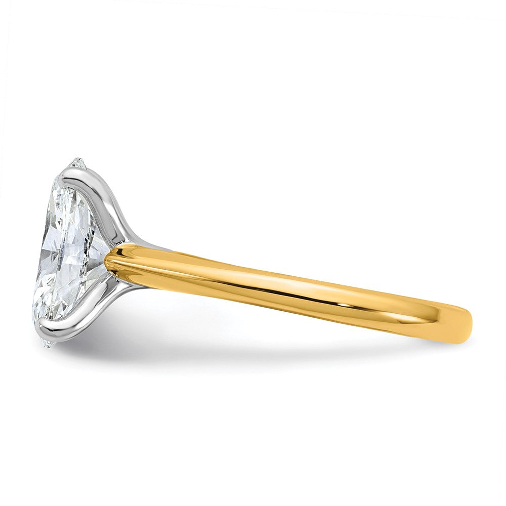 14k Two-Tone 3ct Cert Lab Grown VS+ F+ Oval 8X Comp Diamond Ring