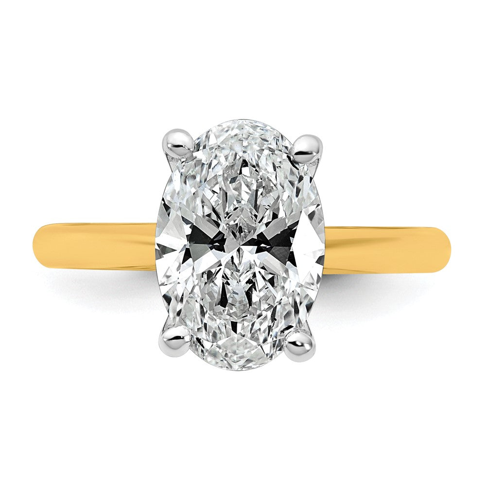 14k Two-Tone 3ct Cert Lab Grown VS+ F+ Oval 8X Comp Diamond Ring