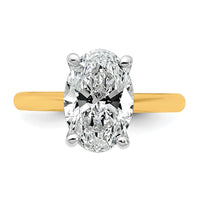14k Two-Tone 3ct Cert Lab Grown VS+ F+ Oval 8X Comp Diamond Ring