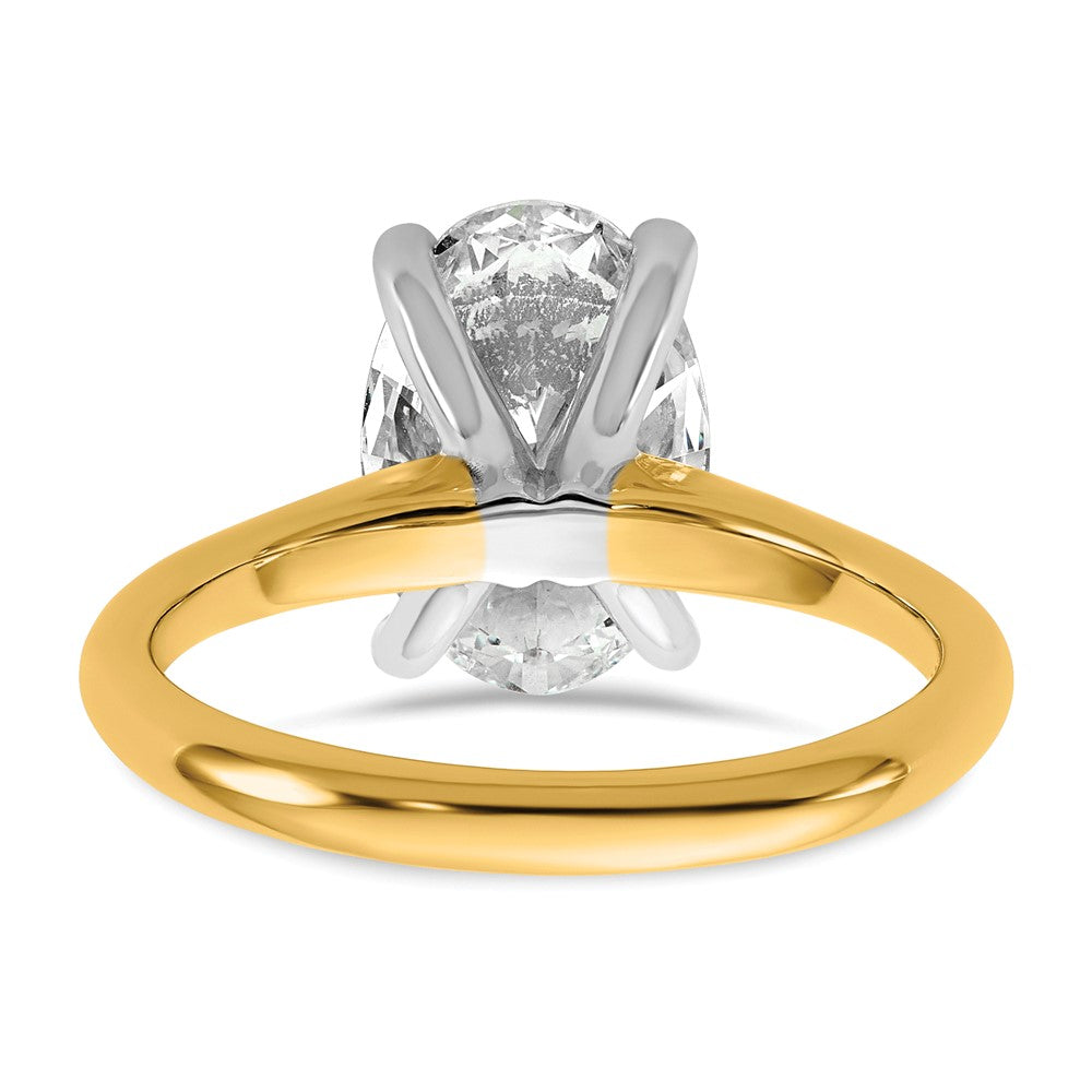 14k Two-Tone 3ct Cert Lab Grown VS+ F+ Oval 8X Comp Diamond Ring