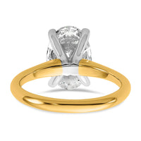 14k Two-Tone 3ct Cert Lab Grown VS+ F+ Oval 8X Comp Diamond Ring