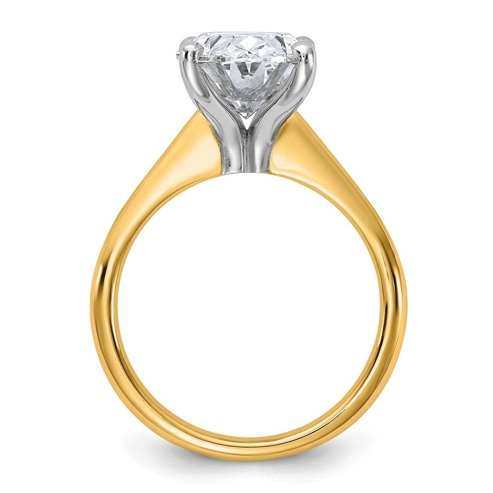 14k Two-Tone 4ct Cert Lab Grown VS+ F+ Oval 8X Comp Diamond Ring