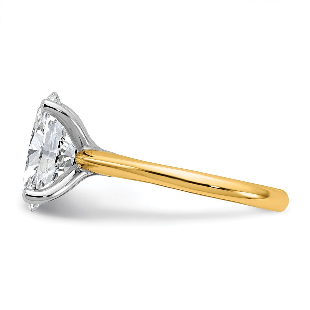 14k Two-Tone 4ct Cert Lab Grown VS+ F+ Oval 8X Comp Diamond Ring