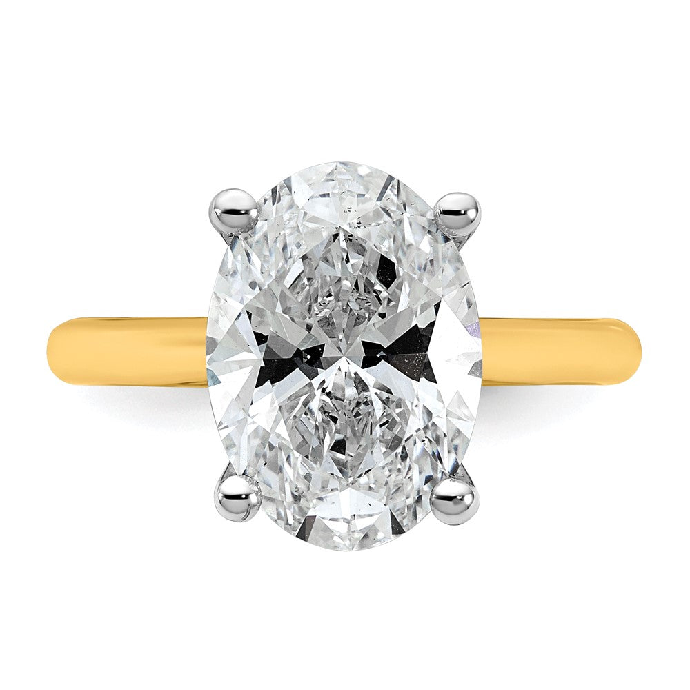 14k Two-Tone 4ct Cert Lab Grown VS+ F+ Oval 8X Comp Diamond Ring