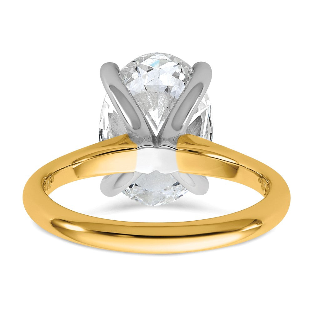 14k Two-Tone 4ct Cert Lab Grown VS+ F+ Oval 8X Comp Diamond Ring