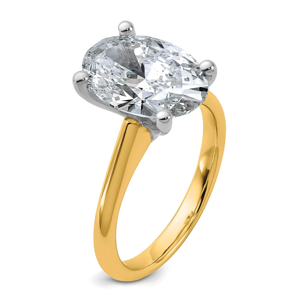14k Two-Tone 4ct Cert Lab Grown VS+ F+ Oval 8X Comp Diamond Ring