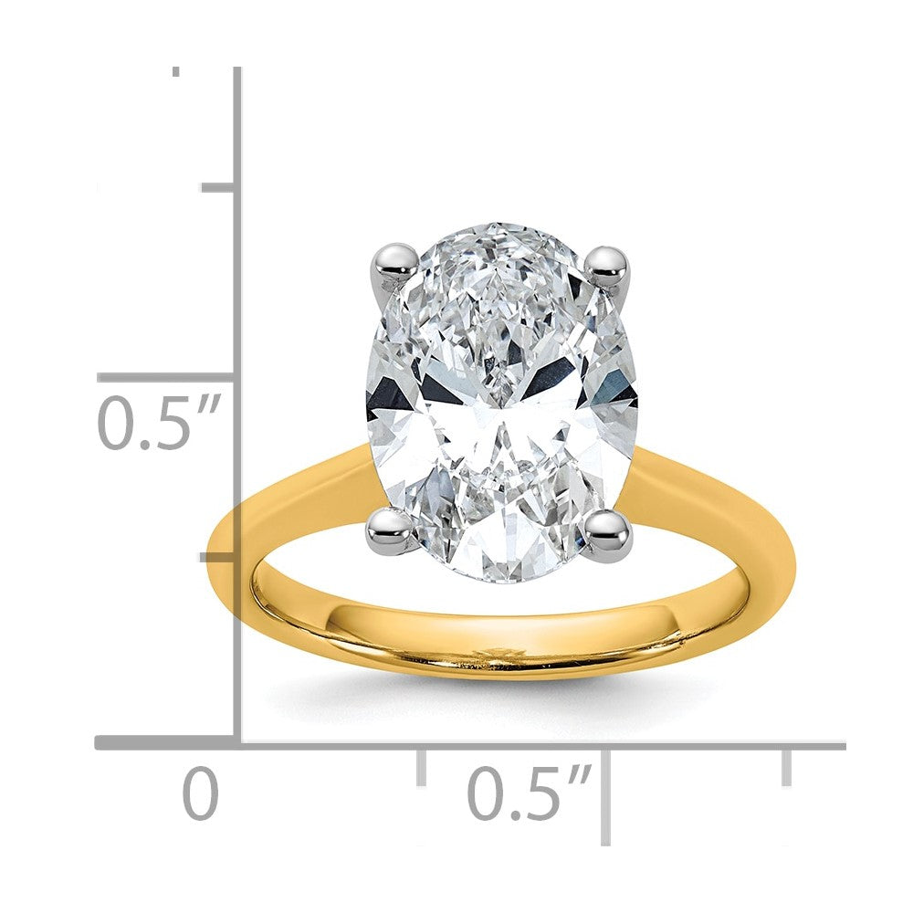 14k Two-Tone 4ct Cert Lab Grown VS+ F+ Oval 8X Comp Diamond Ring