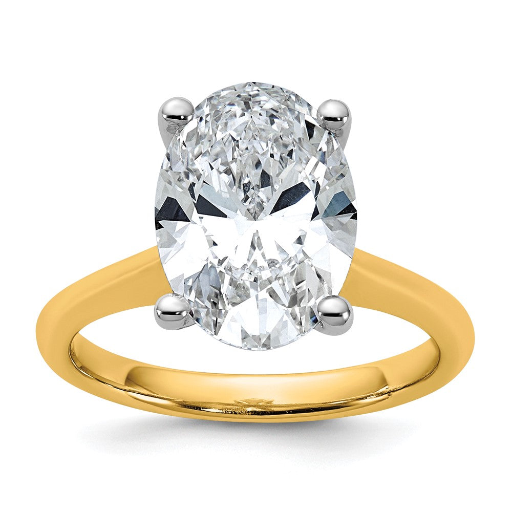 14k Two-Tone 4ct Cert Lab Grown VS+ F+ Oval 8X Comp Diamond Ring