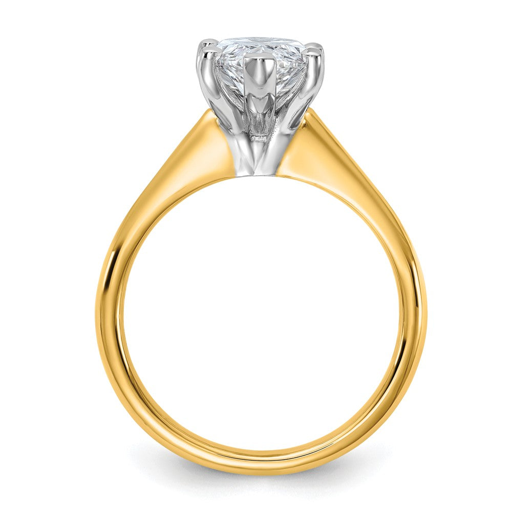 14k Two-Tone 3ct Cert Lab Grown VS+ F+ Marquise 8X Comp Diamond Ring