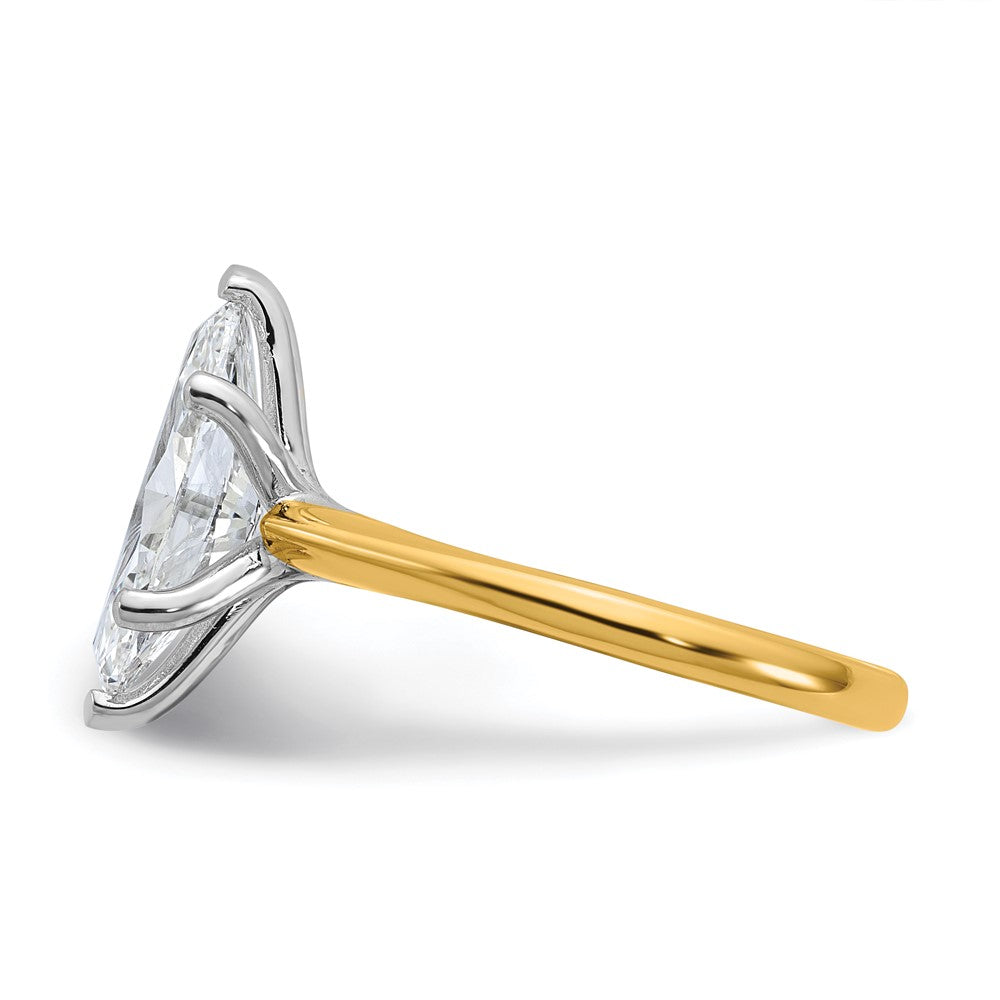 14k Two-Tone 3ct Cert Lab Grown VS+ F+ Marquise 8X Comp Diamond Ring