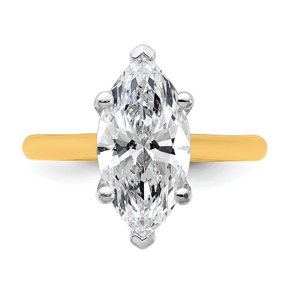 14k Two-Tone 3ct Cert Lab Grown VS+ F+ Marquise 8X Comp Diamond Ring