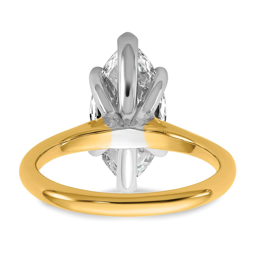 14k Two-Tone 3ct Cert Lab Grown VS+ F+ Marquise 8X Comp Diamond Ring