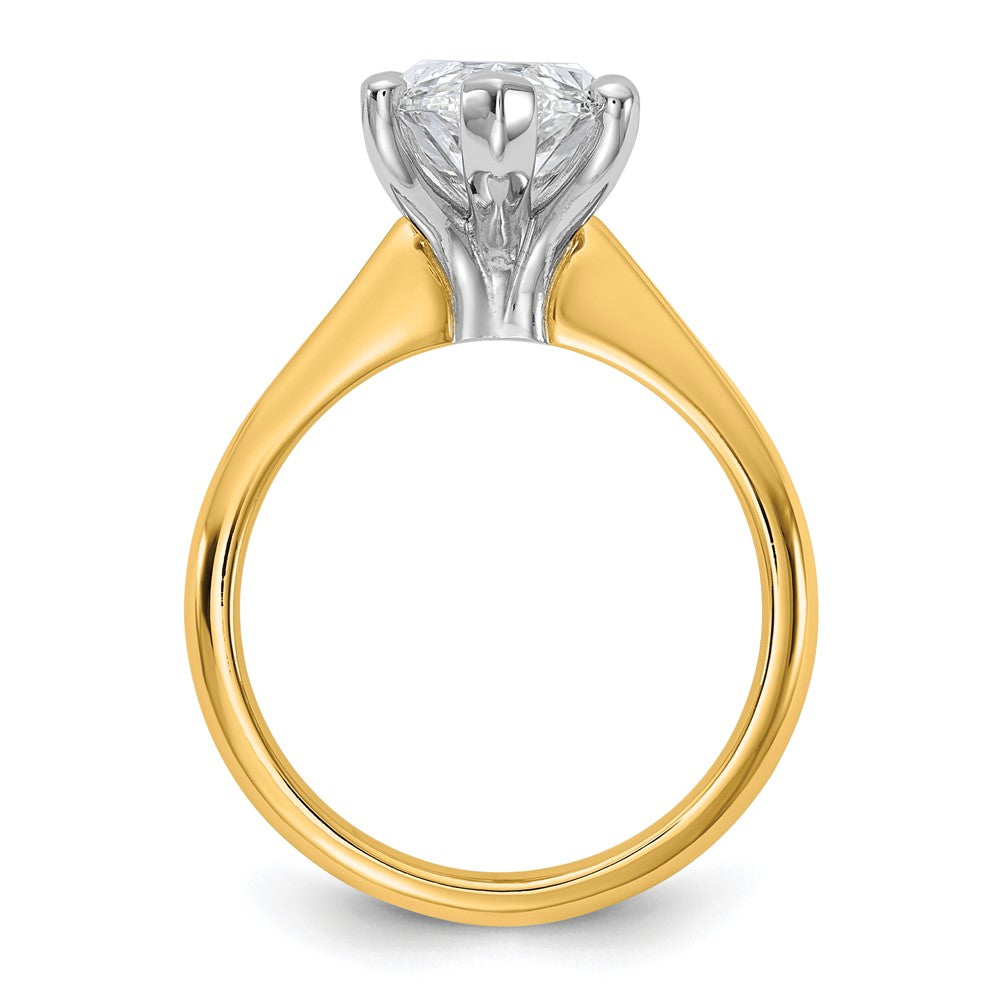 14k Two-Tone 4ct Cert Lab Grown VS+ F+ Marquise 8X Comp Diamond Ring