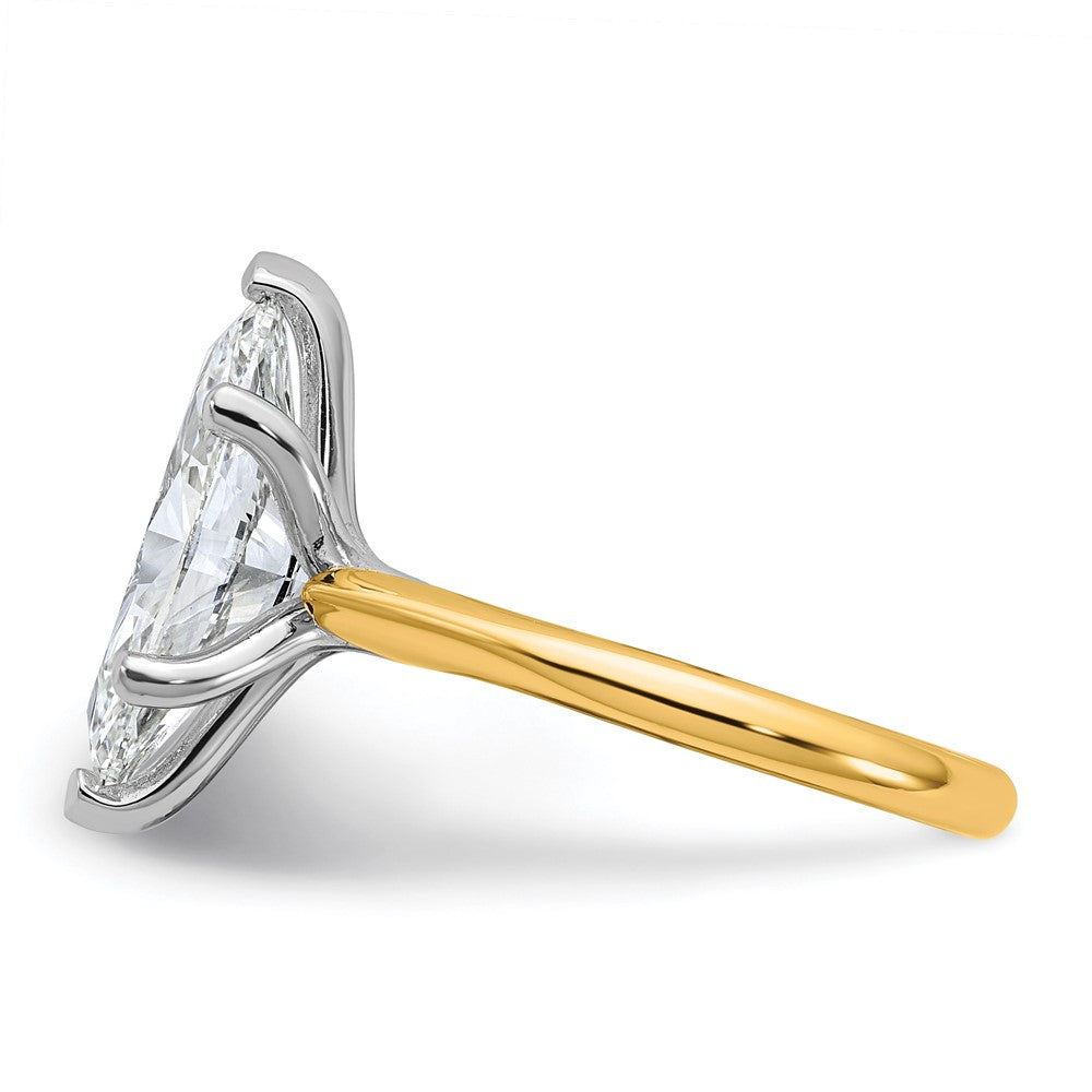 14k Two-Tone 4ct Cert Lab Grown VS+ F+ Marquise 8X Comp Diamond Ring