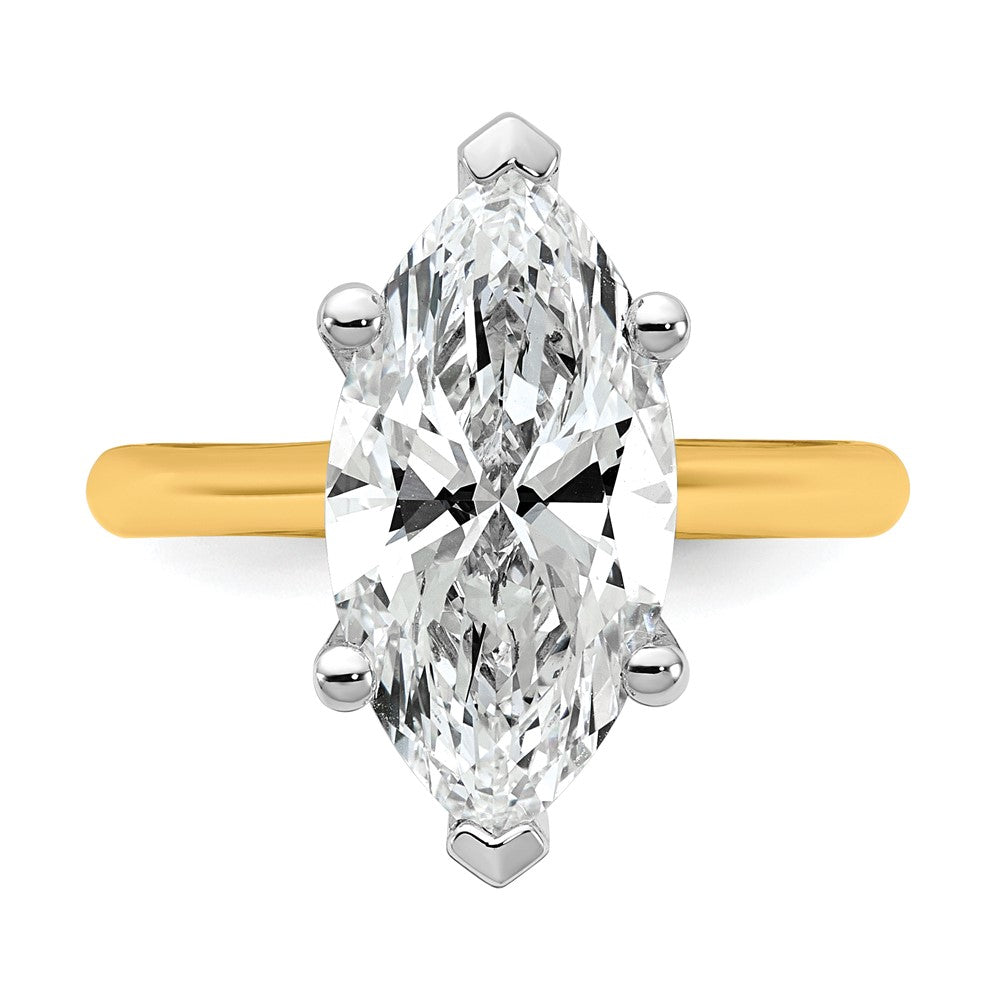 14k Two-Tone 4ct Cert Lab Grown VS+ F+ Marquise 8X Comp Diamond Ring