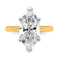 14k Two-Tone 4ct Cert Lab Grown VS+ F+ Marquise 8X Comp Diamond Ring