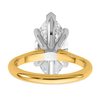 14k Two-Tone 4ct Cert Lab Grown VS+ F+ Marquise 8X Comp Diamond Ring