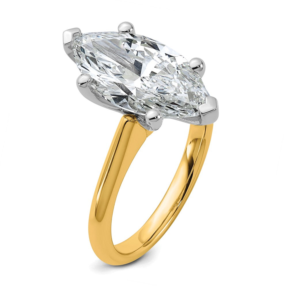 14k Two-Tone 4ct Cert Lab Grown VS+ F+ Marquise 8X Comp Diamond Ring