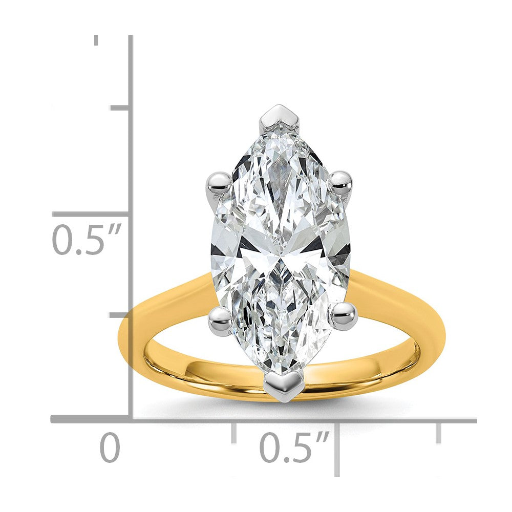 14k Two-Tone 4ct Cert Lab Grown VS+ F+ Marquise 8X Comp Diamond Ring