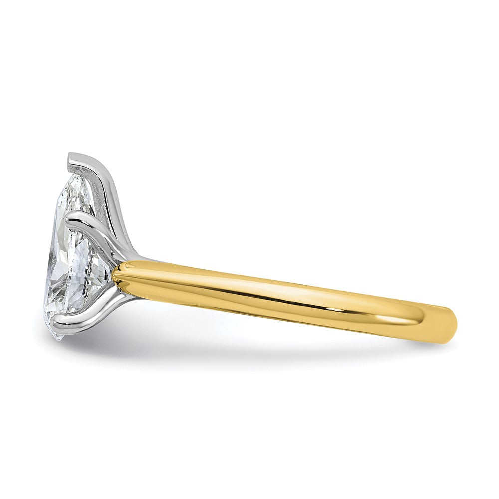 14k Two-Tone 2ct Cert Lab Grown VS+ F+ Pear 8X Comp Diamond Ring