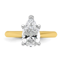 14k Two-Tone 2ct Cert Lab Grown VS+ F+ Pear 8X Comp Diamond Ring
