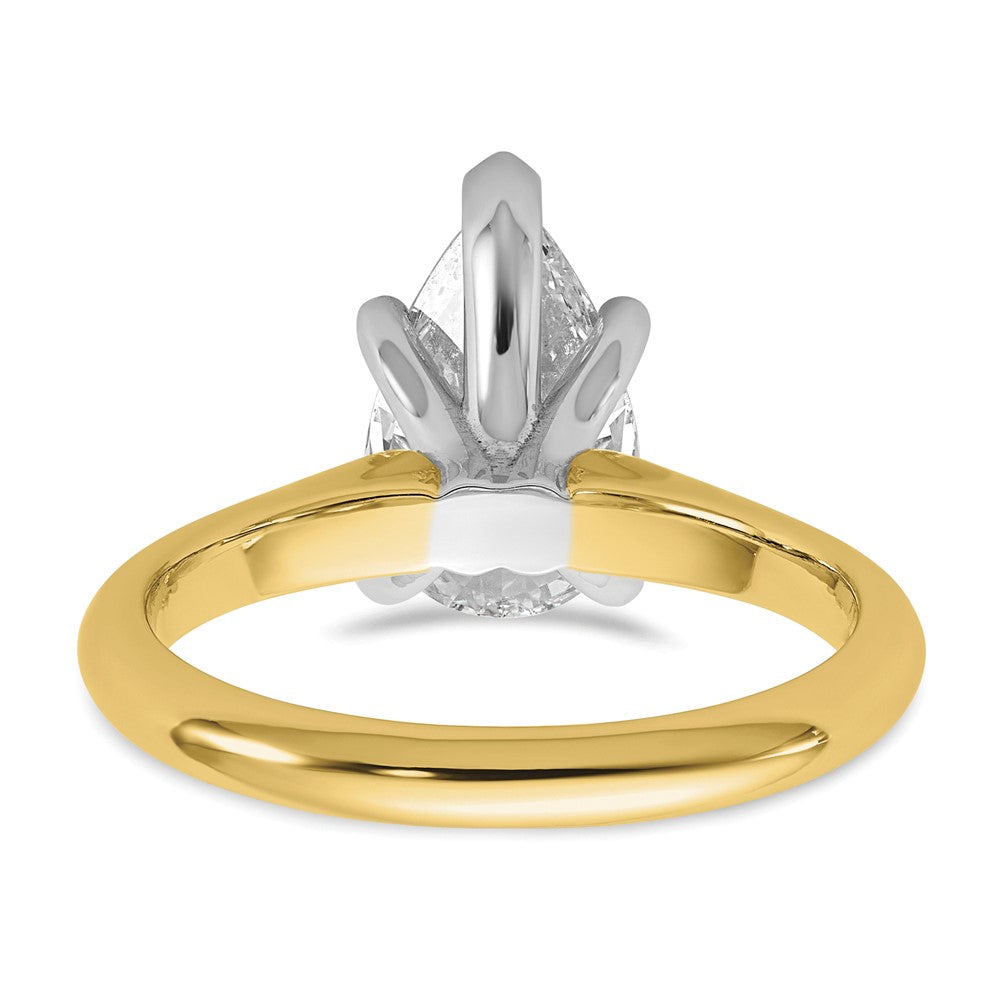 14k Two-Tone 2ct Cert Lab Grown VS+ F+ Pear 8X Comp Diamond Ring